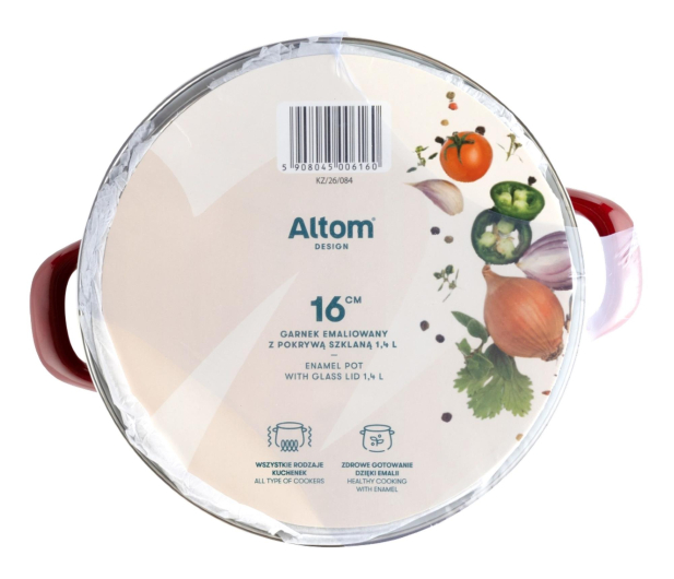 Altom Garnek emaliowany 16 cm 1,4 l pokrywka merlot indukcja - 1611124 - zdjęcie 4